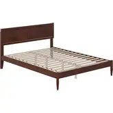 Ellarie Queen Platform Bed in Walnut Finish Wood