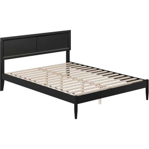 Ellarie Queen Platform Bed in Black Finish Wood