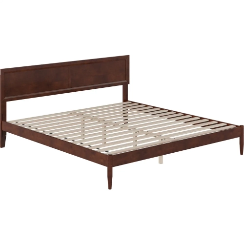 Ellarie King Platform Bed in Walnut Finish Wood