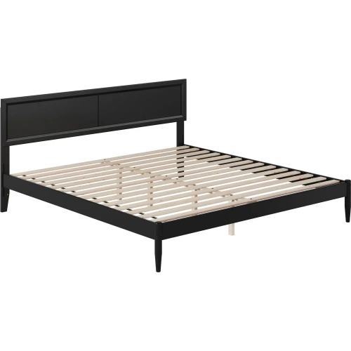Ellarie King Platform Bed in Black Finish Wood