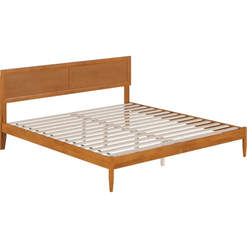 Ellarie King Platform Bed in Light Toffee Finish Wood