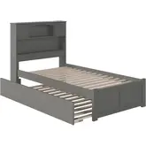 Newport Twin Platform Bed with Flat Panel Footboard & Trundle in Atlantic Grey