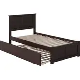 Madison Twin XL Platform Bed with Footboard & Twin XL Trundle in Espresso Wood