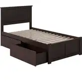 Madison Twin XL Platform Bed with Footboard & 2 Drawers in Espresso Wood
