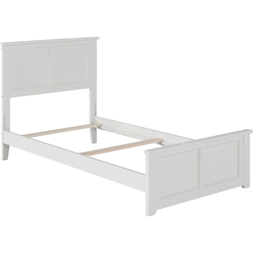Madison Twin XL Foundation Bed with Footboard in White Wood