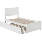 Madison Twin XL Platform Bed with Footboard & Twin XL Trundle in White Wood