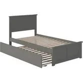 Madison Twin XL Platform Bed with Footboard & Twin XL Trundle in Grey Wood