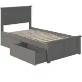 Madison Twin XL Platform Bed with Footboard & 2 Drawers in Grey Wood