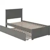Madison Twin Platform Bed with Footboard & Twin Trundle in Grey Wood