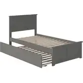 Madison Twin Platform Bed with Footboard & Twin Trundle in Grey Wood