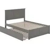 Madison Full Platform Bed with Footboard & Twin Trundle in Grey Wood