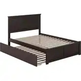 Madison Full Platform Bed with Footboard & Full Trundle in Espresso Wood