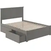 Madison Full Platform Bed with Footboard & 2 Drawers in Grey Wood
