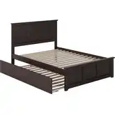 Madison Full Platform Bed with Footboard & Twin Trundle in Espresso Wood