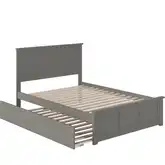 Madison Full Platform Bed with Footboard & Twin Trundle in Grey Wood