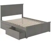 Madison Full Platform Bed with Footboard & 2 Drawers in Grey Wood