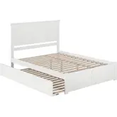 Madison Queen Platform Bed with Footboard & Twin XL Trundle in White Wood