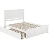Madison Queen Platform Bed with Footboard & Twin XL Trundle in White Wood