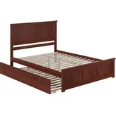 Madison Queen Platform Bed with Footboard & Twin XL Trundle in Walnut Wood