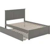 Madison King Platform Bed with Footboard & Twin XL Trundle in Grey Wood