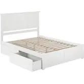 Madison King Platform Bed with Footboard & 2 Drawers in White Wood