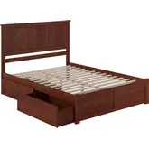 Madison King Platform Bed with Footboard & 2 Drawers in Walnut Wood