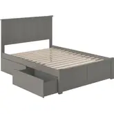 Madison King Platform Bed with Footboard & 2 Drawers in Grey Wood
