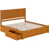 Madison King Platform Bed with Footboard & 2 Drawers in Toffee Wood
