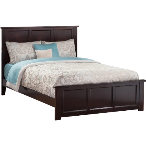 Madison King Low Profile Platform Bed with Footboard in Espresso Wood