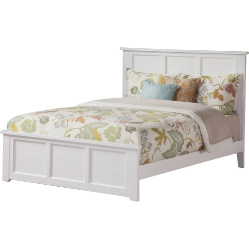 Madison King Low Profile Platform Bed with Footboard in White Wood
