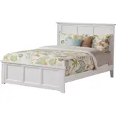 Madison King Low Profile Platform Bed with Footboard in White Wood