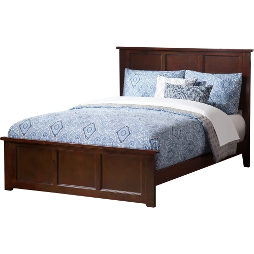Madison King Low Profile Platform Bed with Footboard in Walnut Wood