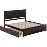 Madison King Platform Bed with Footboard & Twin XL Trundle in Espresso Wood