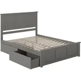 Madison King Platform Bed with Footboard & 2 Drawers in Grey Wood