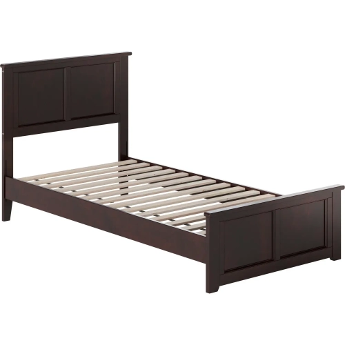 Charlotte Twin XL Low Profile Platform Bed with Footboard in Espresso Wood