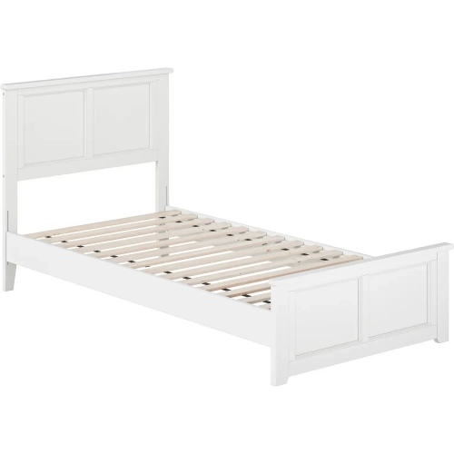 Charlotte Twin XL Low Profile Platform Bed with Footboard in White Wood