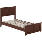 Charlotte Twin XL Low Profile Platform Bed with Footboard in Walnut Wood