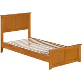 Charlotte Twin XL Low Profile Platform Bed with Footboard in Toffee Wood