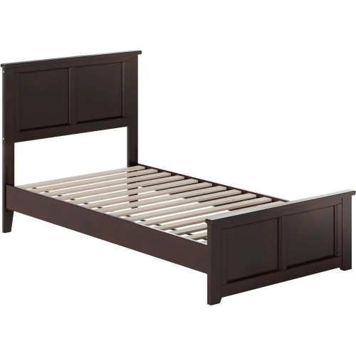 Charlotte Twin Low Profile Platform Bed with Footboard in Espresso Wood