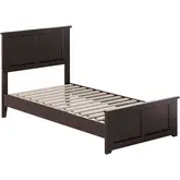 Charlotte Twin Low Profile Platform Bed with Footboard in Espresso Wood