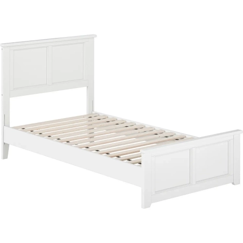 Charlotte Twin Low Profile Platform Bed with Footboard in White Wood