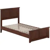 Charlotte Twin Low Profile Platform Bed with Footboard in Walnut Wood