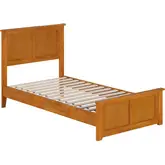 Charlotte Twin Low Profile Platform Bed with Footboard in Toffee Wood