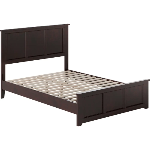 Charlotte Full Low Profile Platform Bed with Footboard in Espresso Wood