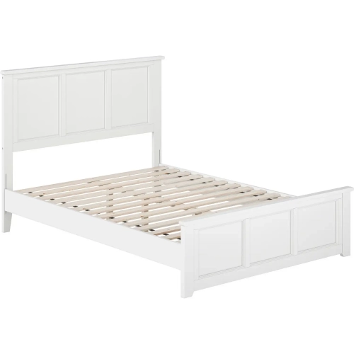 Charlotte Full Low Profile Platform Bed with Footboard in White Wood