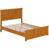 Charlotte Full Low Profile Platform Bed with Footboard in Toffee Wood