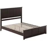 Charlotte Queen Low Profile Platform Bed with Footboard in Espresso Wood
