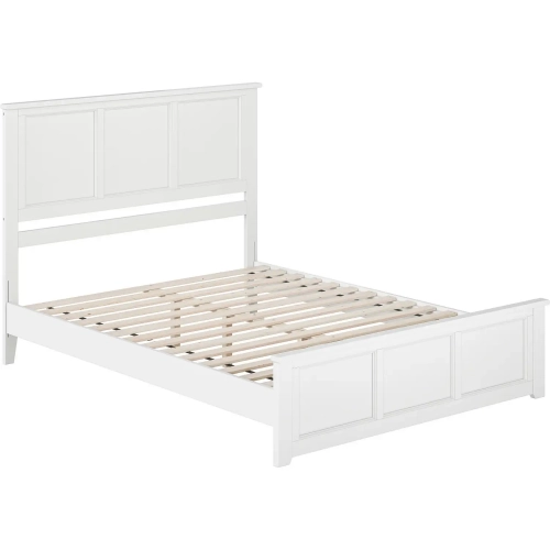 Charlotte Queen Low Profile Platform Bed with Footboard in White Wood