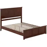 Charlotte Queen Low Profile Platform Bed with Footboard in Walnut Wood