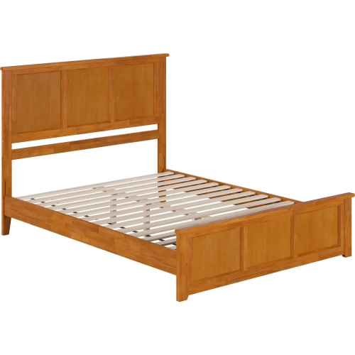 Charlotte Queen Low Profile Platform Bed with Footboard in Toffee Wood